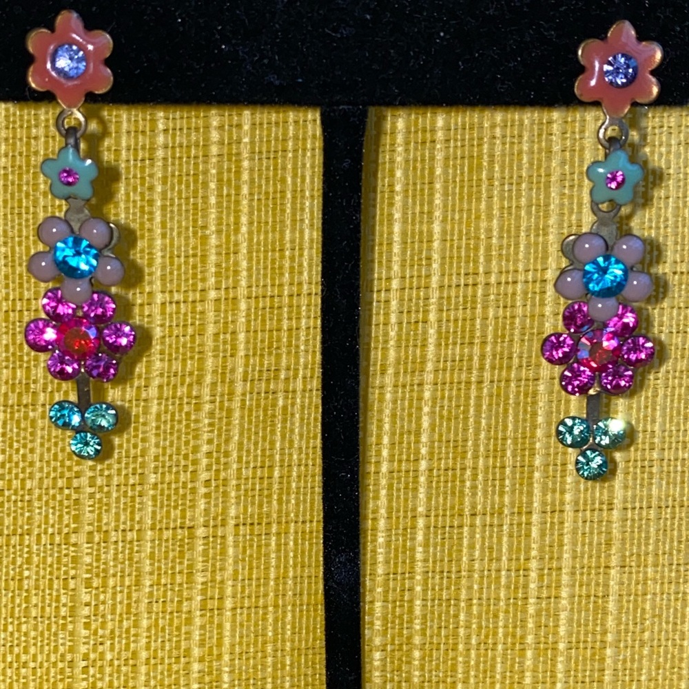 Michal Golan Enamel/Crystal Earrings FRESH FLOWERS
